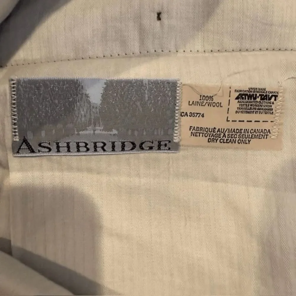 Ashbridge 100%‎ Wool Pleated Dress Pants Charcoal Gray Size 40 Business Trousers